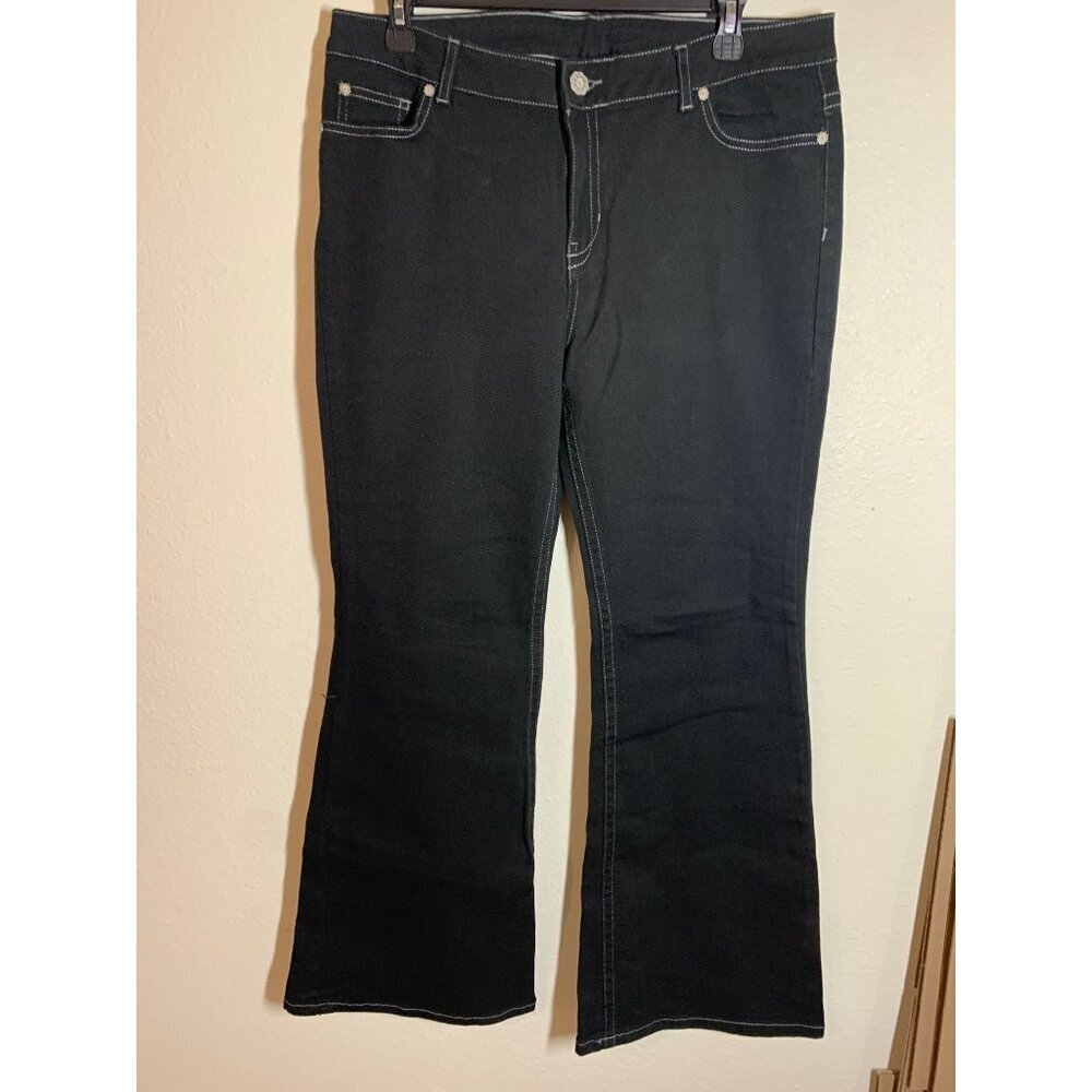 NWT Canyon River Blues Denim Blue Jeans Black Y2K Super Flare Wide Leg Size 18.5